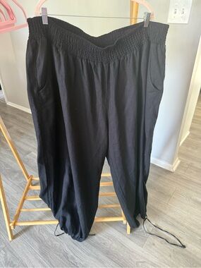 Old Navy Black Wide-Leg Smocked Waist Drawstring Pants